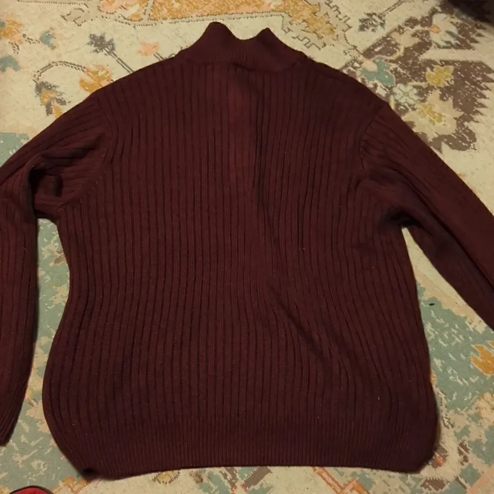 John Blair‎ Quarter-button Fisherman Sweater, deep wine color